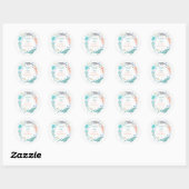 Sticker Rond Merci Sous Le Baby shower De La Mer (Feuille)