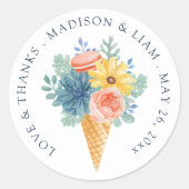 Sticker Rond Merci Spring Floral Chic Nom moderne | MARIAGE (Devant)