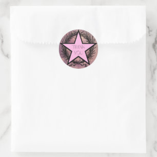 Sticker Rond Merci Starlight rose et Black Star & Wreath