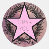 Sticker Rond Merci Starlight rose et Black Star & Wreath (Devant)