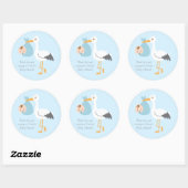Sticker Rond Merci Stork livre mignonne bébé garçon (Feuille)