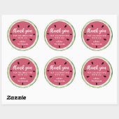 Sticker Rond Merci Summer Sweet Watermelon Baby shower (Feuille)