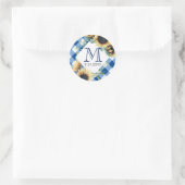 Sticker Rond Merci Sunflower Gingham Bleu (Sac)