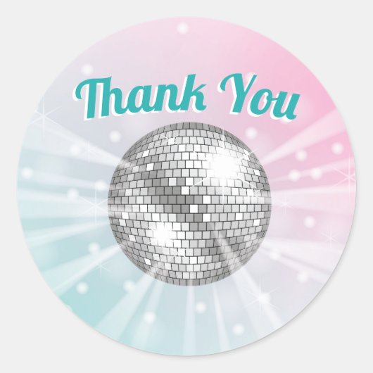 Sticker Rond Merci Super du Baby shower Disco Ball (Devant)