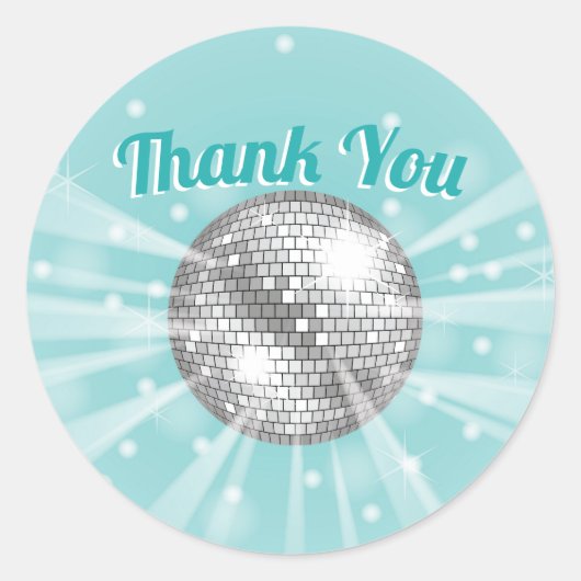 Sticker Rond Merci Super du Baby shower Disco Ball (Devant)
