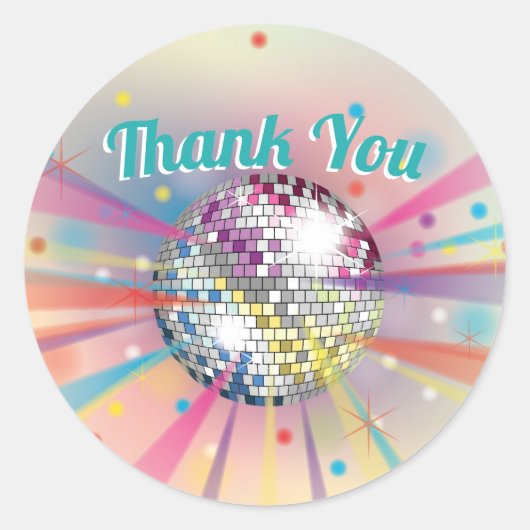 Sticker Rond Merci Super du Baby shower Disco Ball (Devant)