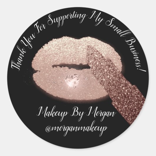 Sticker Rond Merci Support Petites entreprises Maquillage Lips  (Devant)
