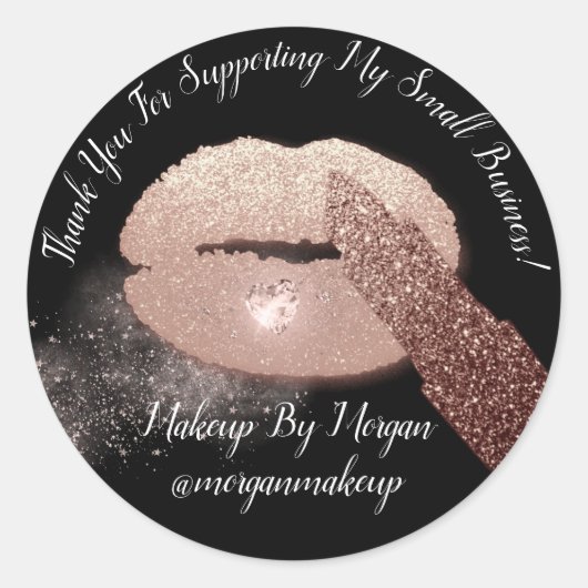 Sticker Rond Merci Support Petites entreprises Maquillage Lips  (Devant)