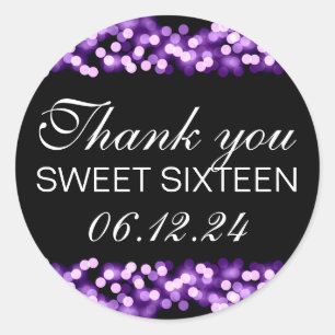 Sticker Rond Merci Sweet 16 Hollywood Glam Purple