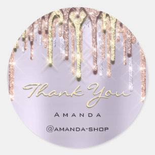 Sticker Rond Merci Sweet 16e Rose de la nuptiale Lavande