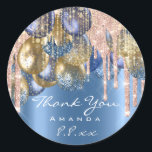 Sticker Rond Merci Sweet 16th Birthday Ballons Blue Gold Drips<br><div class="desc">Il s'agit simplement d'un outil moderne qui vous aide à attirer des clients dans votre entreprise et à faire croître votre entreprise Toute autre question,  s'il vous plaît faites-le moi savoir. florenceKdesig@gmail.com Avoir une journée spéciale! Design FlorenceK</div>