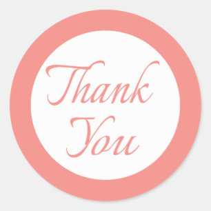 Sticker Rond Merci Tampons Mariage / Entreprise Rose Et Blanc