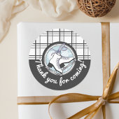 Sticker Rond Merci Tartan moderne Ice Skating Favoriser