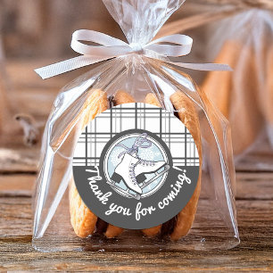 Sticker Rond Merci Tartan moderne Ice Skating Favoriser