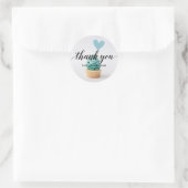 Sticker Rond Merci Texte Bleu Coeur Cupcake (Sac)