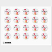 Sticker Rond Merci Texte Coeur rose Cupcake (Feuille)