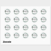 Sticker Rond Merci Texte Floral Wreath (Feuille)