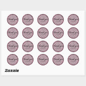 Sticker Rond Merci Texte rose noir léopard (Feuille)