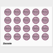 Sticker Rond Merci Texte Rose Zèbre (Feuille)
