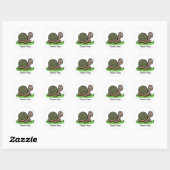 Sticker Rond Merci tortue drôle (Feuille)