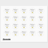 Sticker Rond Merci tournesol floral boho chic mariage (Feuille)