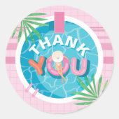 Sticker Rond Merci Tropical Rose été Anniversaire (Devant)
