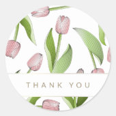 Sticker Rond Merci Tulipe Rose Moderne (Devant)
