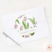 Sticker Rond Merci Tulipe Rose Moderne (Enveloppe)