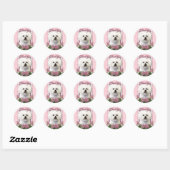 Sticker Rond Merci - Tulipes roses - Bichon Frise (Feuille)