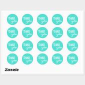 Sticker Rond Merci Turquoise blanc brosse Typographie (Feuille)