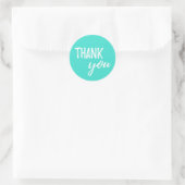 Sticker Rond Merci Turquoise blanc brosse Typographie (Sac)