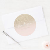 Sticker Rond Merci typographie blush or parties scintillant omb (Enveloppe)