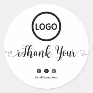 Sticker Rond Merci Typographie Brush Logo Simple Classic Rou