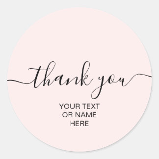 Sticker Rond Merci typographie minimaliste blush rose logo cl
