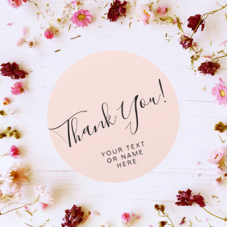 Sticker Rond Merci typographie minimaliste rose