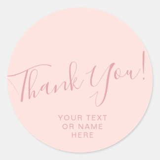Sticker Rond Merci typographie minimaliste rousse rose classiqu