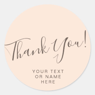Sticker Rond Merci typographie minimaliste rousse rose classiqu