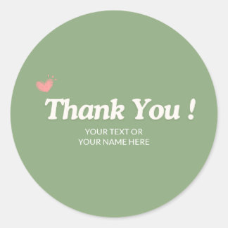 Sticker Rond Merci typographie minimaliste vert pastel