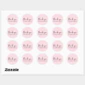 Sticker Rond Merci Typographie Nom Baby shower rose (Feuille)
