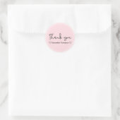 Sticker Rond Merci Typographie Nom Baby shower rose (Sac)