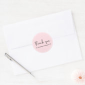 Sticker Rond Merci Typographie Nom Baby shower rose (Enveloppe)
