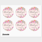 Sticker Rond Merci typographie pastel prairie fleurs sauvages (Feuille)