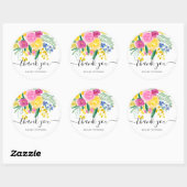 Sticker Rond Merci typographie pays aquarelle florale (Feuille)