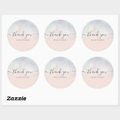 Sticker Rond Merci typographie perle rousse nacre ombre (Feuille)