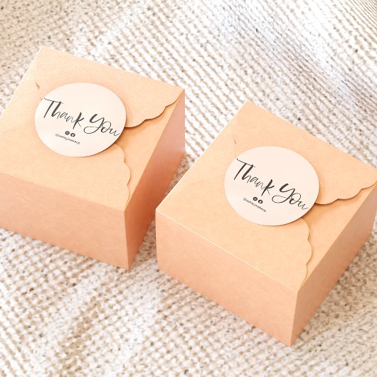 Sticker Rond Merci typographie police de police pastel blush ro