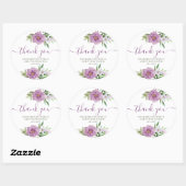 Sticker Rond Merci typographie prairie fleurs sauvages pastel (Feuille)