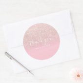 Sticker Rond Merci typographie rose rose parties scintillant om (Enveloppe)