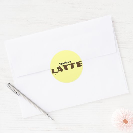 Sticker Rond Merci Un Latte (Enveloppe)