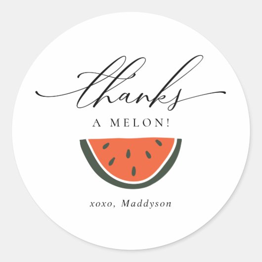 Sticker Rond Merci un Melon Birthday Favor (Devant)
