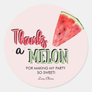 Sticker Rond Merci un Melon   Pastèque   Merci d'anniversaire